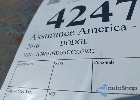 2016 Dodge Durango Limited z USA, uszkodzony, nr VIN 1C4RDHDG3GC352922